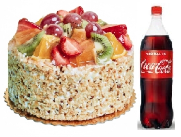 4-6 Kişilik Hafif Dokulu Meyveli Yaş Pasta + 1 Lt Kola İzmir pasta