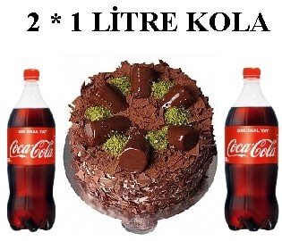 6-9 Kişilik Çikolatalı Muzlu Yaş Pasta & 2x1 Lt Cola İzmir pasta