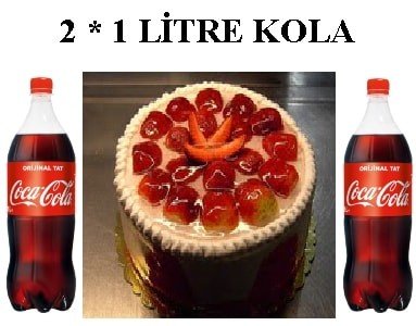 6-9 Kişilik Çilekli Yaş Pasta & 2x1 Lt Cola İzmir pasta