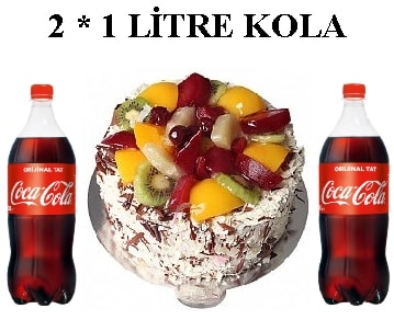 6-9 Kişilik Karışık Meyveli Yaş Pasta & 2x1 Lt Cola İzmir pasta