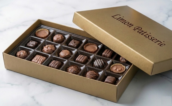 750 Gr El Yapımı Gurme Çikolata Kutusu Özel Tasarım Hediyelik Lezzetli Tatlar İzmir pasta