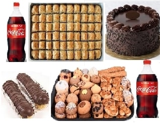 Aile Boyu Tatlı Paketi Cevizli Baklava Yaş Pasta Ekler ve İçecek İzmir pasta