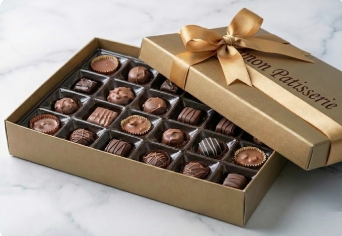 Hediyelik 1 Kg El Yapımı Lüks Çikolata Aranjmanı Özel Tasarım Kutu İzmir pasta